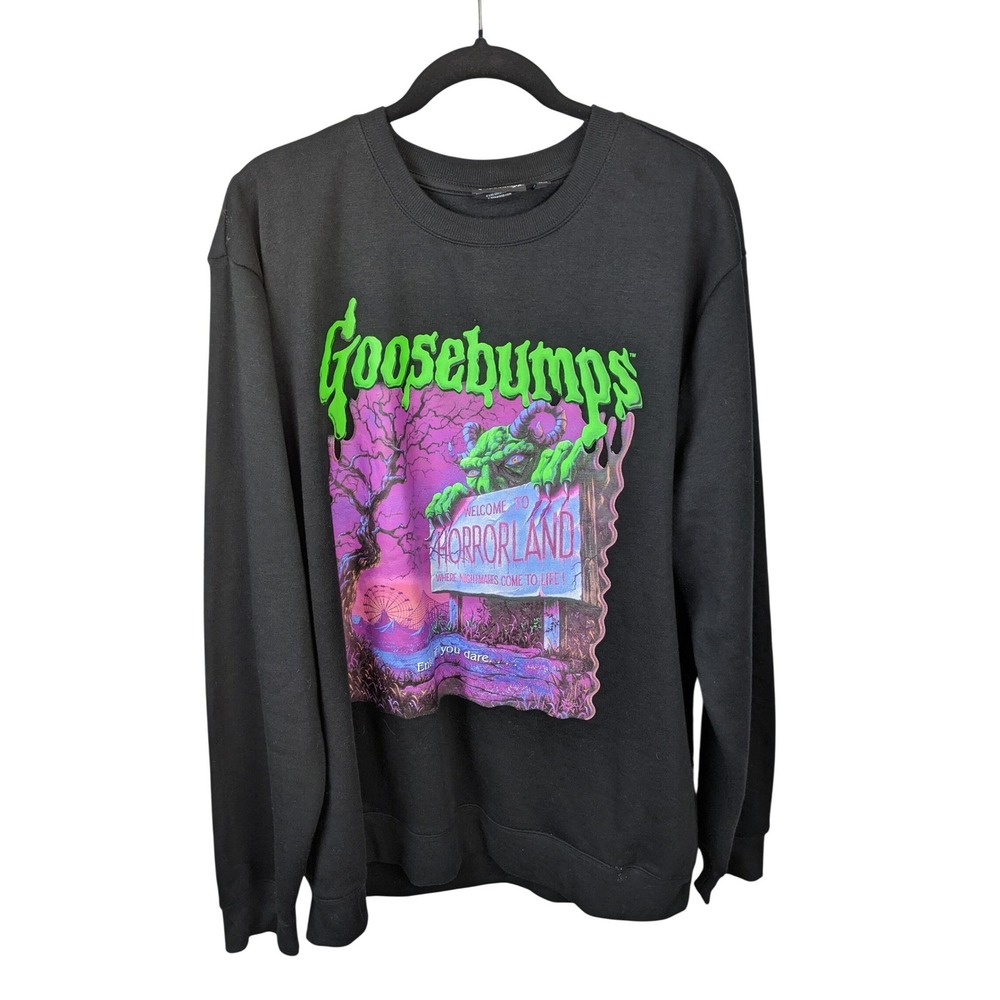 Goosebumps Welcome To Horrorland Black Graphic Sweatshirt Mens XL Stine Horror
